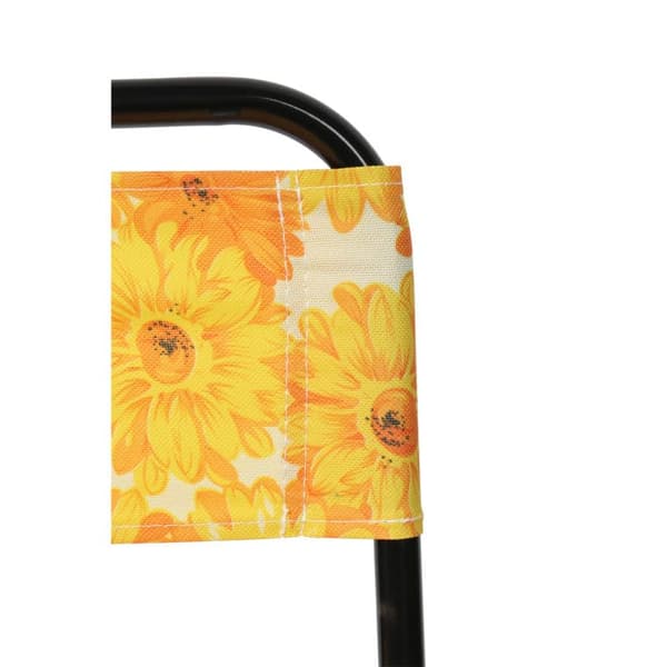 Sammenklapelig campingstol med gule blomster og let åbningsmekanisme