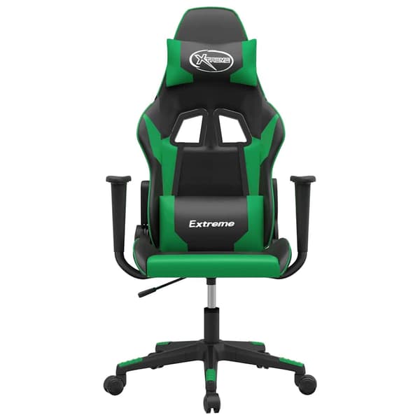 vidaXL gamingstol, sort og grøn, kunstlæder