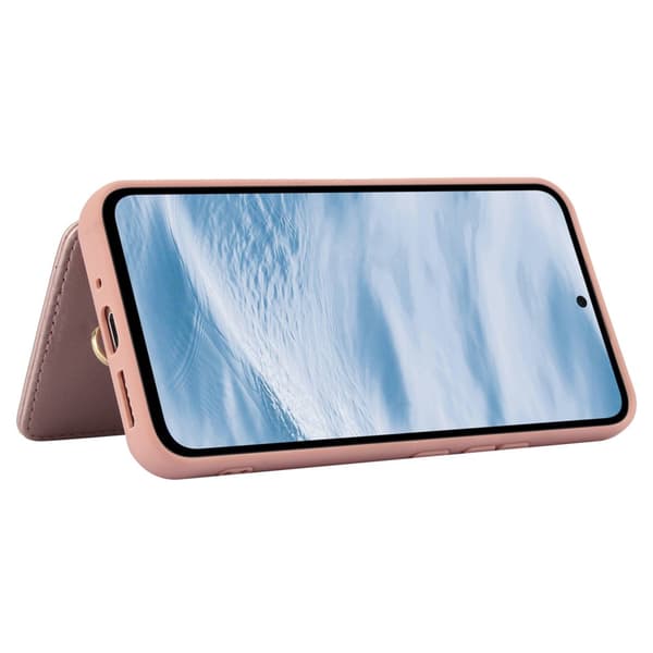 Etui til Samsung Galaxy S23 FE, Læder Blomsterkortholder, Lyserød