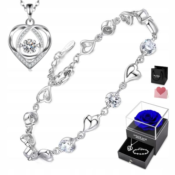 Dam Silverarmband Halsband Hänge Evig Ros SET
