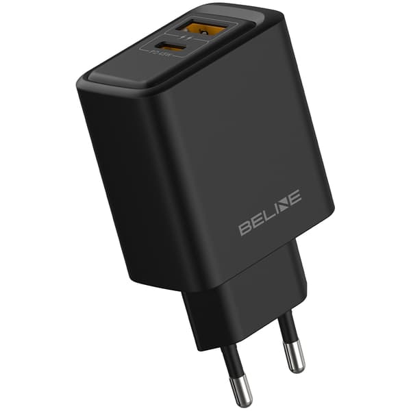 Beline 45W GaN USB-A/USB-C vægoplader, sort