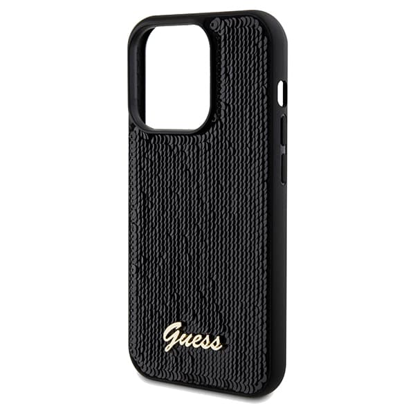 Guess Sequin Script Metallskal till iPhone 14 Pro Max, Svart