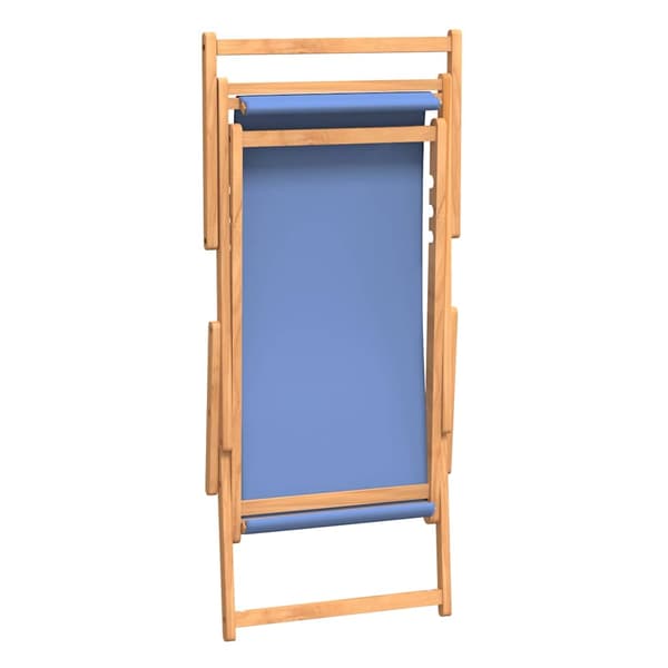 vidaXL foldbar strandstol massiv teak blå