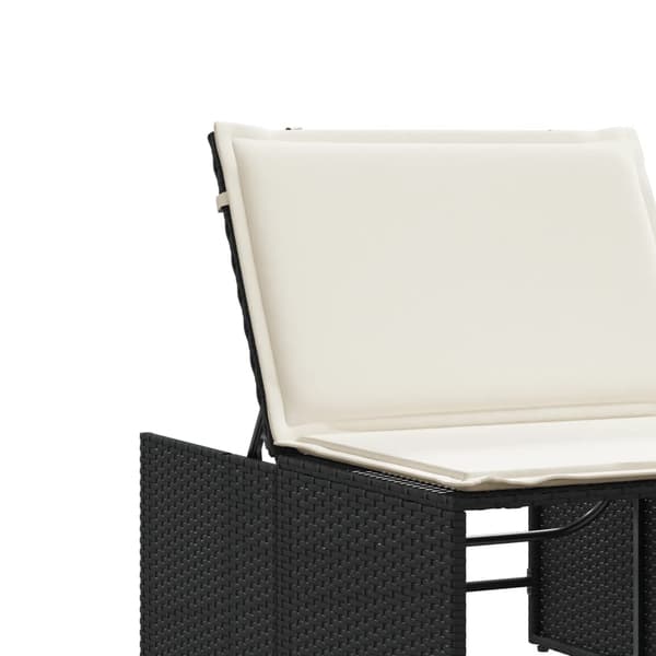 vidaXL liggestole med bord, sæt med 2, sort, polyrattan
