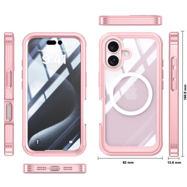iPhone 16 Plus -iskunvaimennussuoja MagSafe-lasilla, pinkki