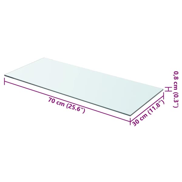 vidaXL Glashylla, klar panel, 70x30 cm