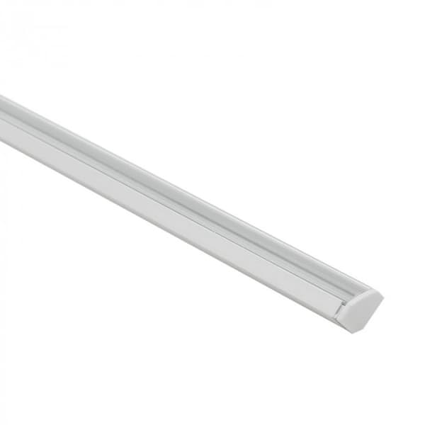 Vit LED-listprofil för hörn + transparent ändlock 1m Ecolight