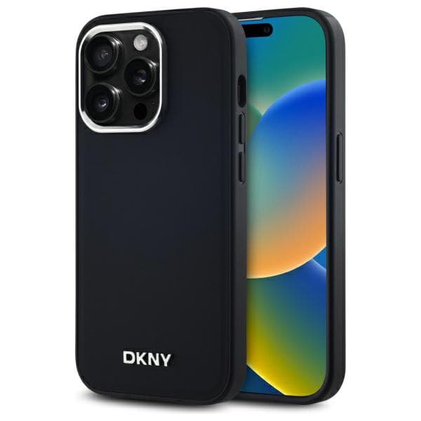 DKNY Plain Logo MagSafe -kotelo iPhone 14 Prolle, musta