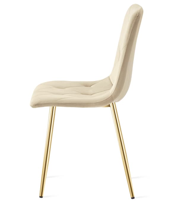 LIBRA stol - lys beige fløjl / guldben x 3