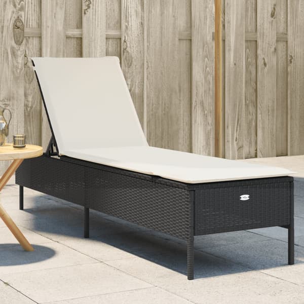 vidaXL liggestol med hynde, sort, polyrattan