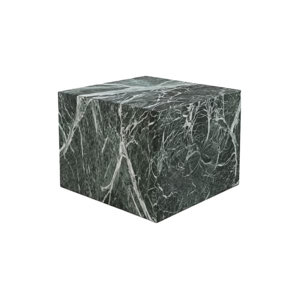 Modern Kubfotpall/Puff "Mörkgrön Marmor"