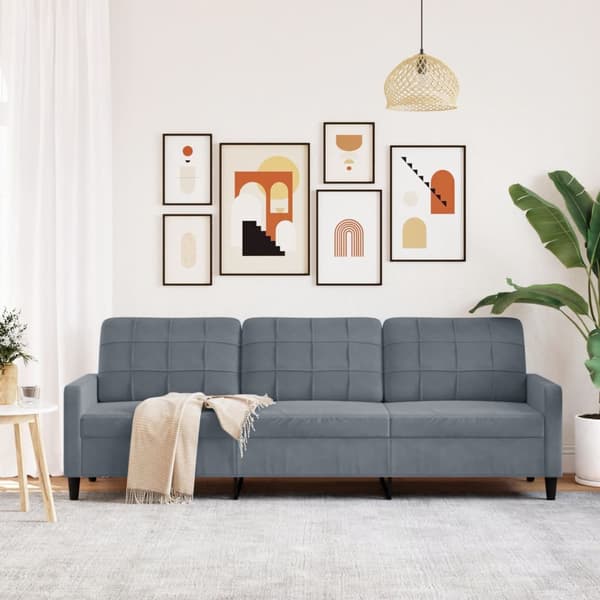 vidaXL 3-sitssoffa mörkgrå 210 cm klädd i sammet