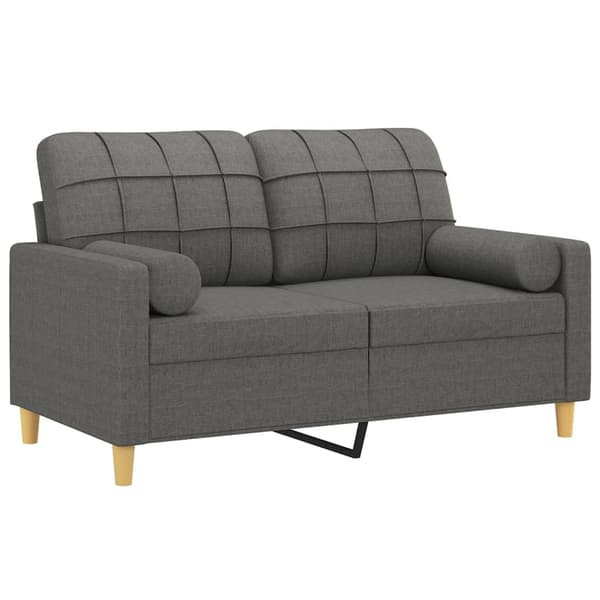 vidaXL 2-sitssoffa med kuddar, mörkgrå, 120 cm, tyg