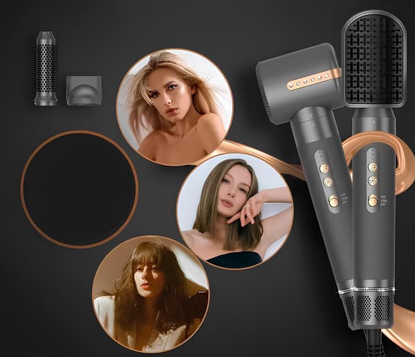 Multifunktionel 7-i-1 styler, 1400 W, sort