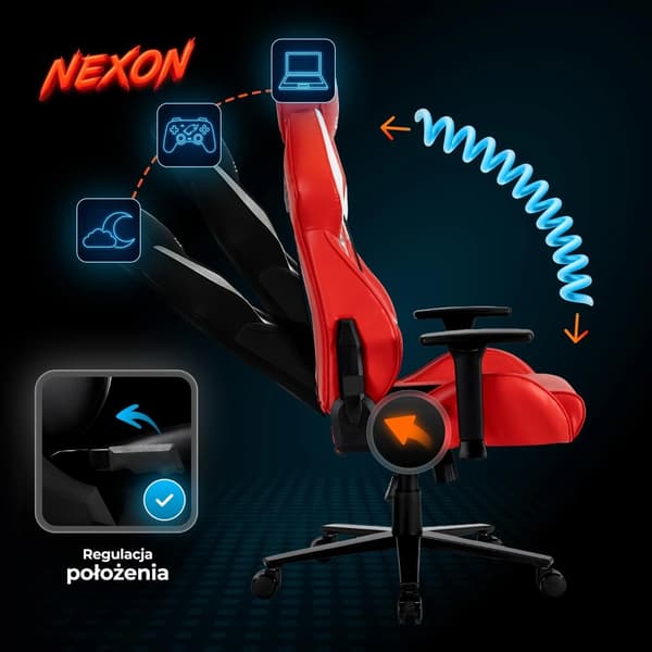 NEXON Röd Modern Snurrstol Gaming