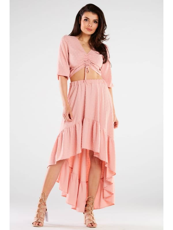 Pulverlyserød bluse med 3/4 ærmer XL