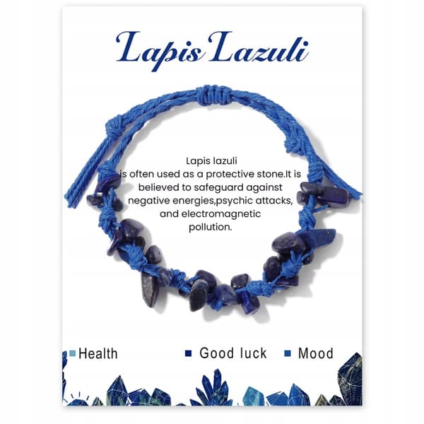 Lapis Lazuli -luonnonkivirannekoru narussa