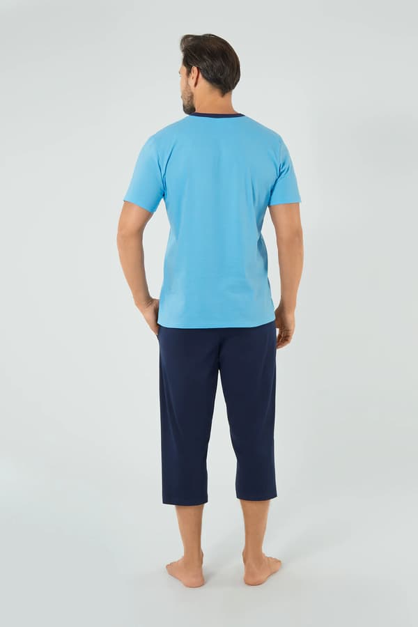 Junak herrpyjamas med korta ärmar, 3/4 byxor S