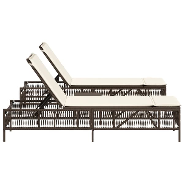 vidaXL Solstolar med bord, set om 2, brun, polyrotting