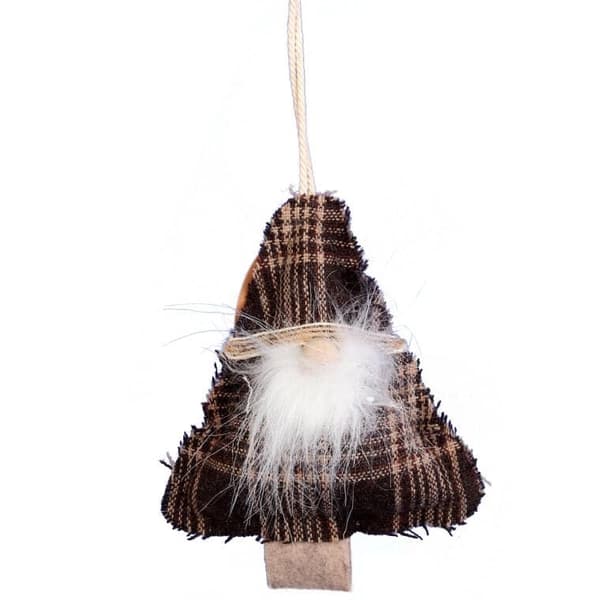 Julepynt stofophæng 12 cm brun