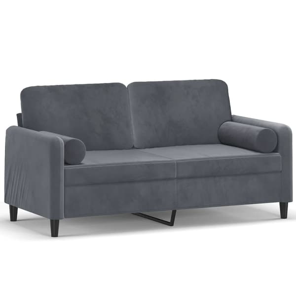 vidaXL 2-sitssoffa med kuddar, mörkgrå, 140 cm, sammet