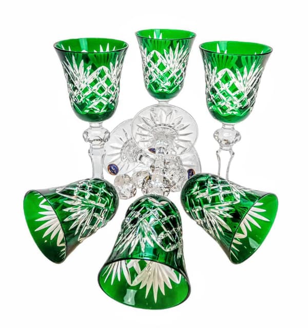 Smaragdkristalllikörglas 60ml Ananas 6 stycken