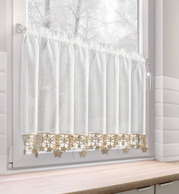 Julekrans 60x150 cm hvid med gyldne stjerner