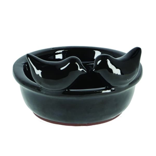 Keramisk fuglebad sort