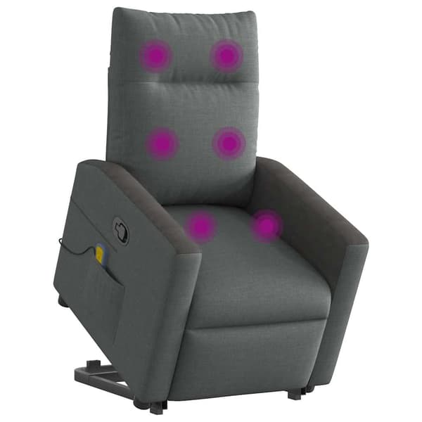 vidaXL Lyftbar massagefåtölj mörkgrå tyg