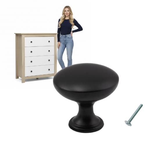 LUNA møbelknop, matsort, AKS