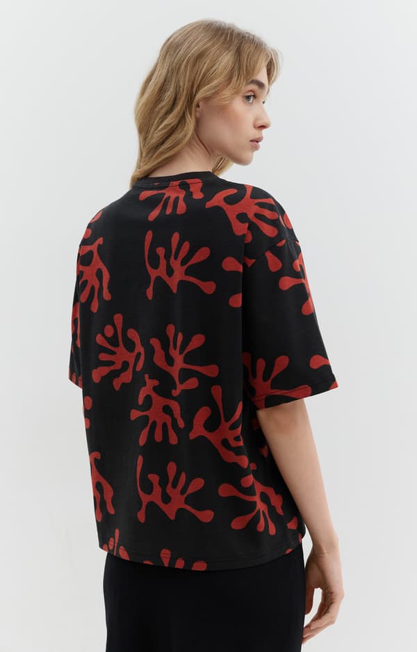 Merceriserad bomulls-T-shirt med tryck XS