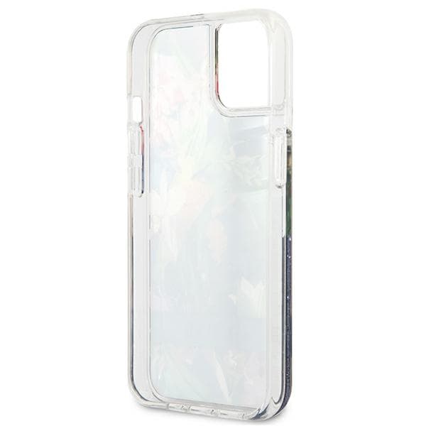 Guess Flower Liquid Glitter cover til iPhone 13 mini, blå