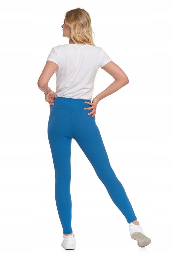Moraj ribbade leggings med hög midja dam blå S/M