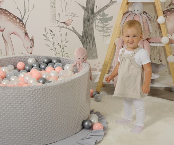 Minky torrpool H-40 cm med 200 bollar - smutsrosa