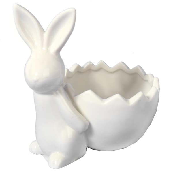 Vit Keramik Påskhare Figur 14cm