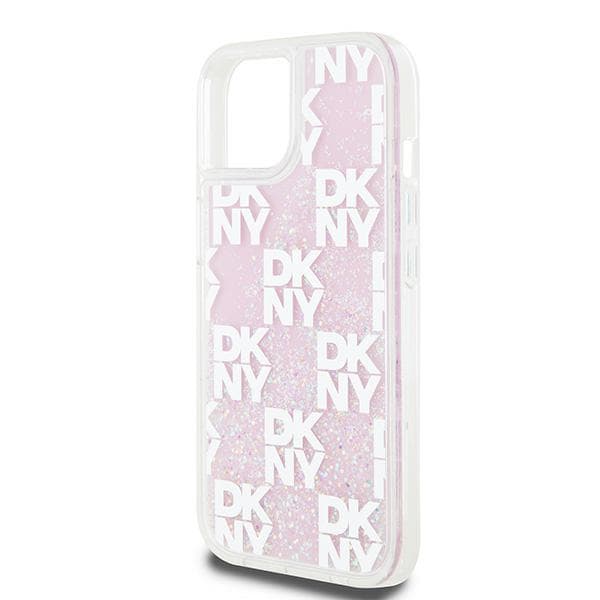 DKNY Liquid Glitter Multilogo iPhone 15-skal, Rosa