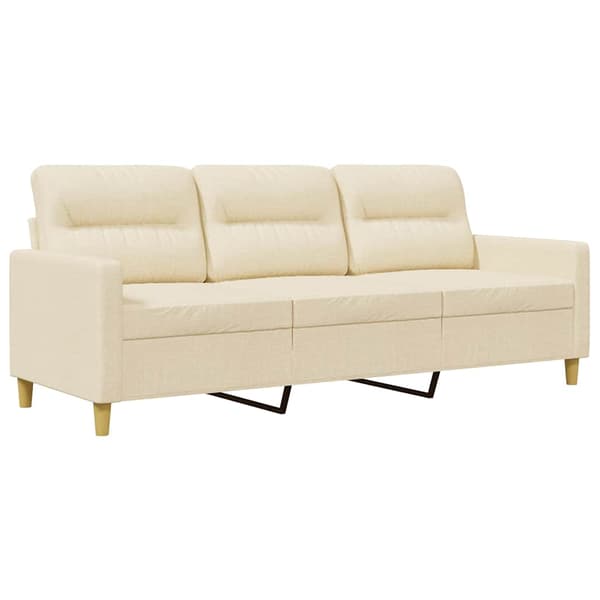 vidaXL 3-sitssoffa, krämfärgad, 180 cm, klädd i tyg
