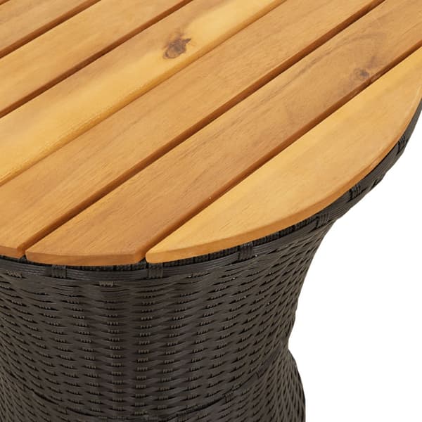 vidaXL trommeformet havebord, sort polyrattan og træ