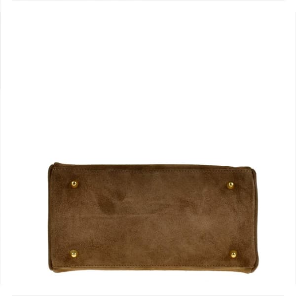 Elegant läderhandväska, taupe, brun mocka