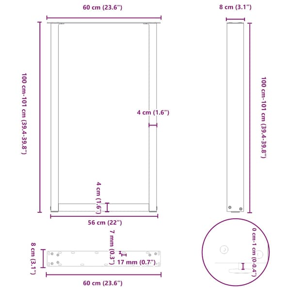 vidaXL sofabordsben, 2 stk., sort, 60x(100-101) cm, stål