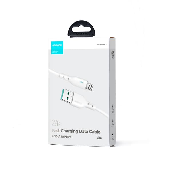 Kabel med LED-indikator USB - micro USB 2.4A 2m hvid