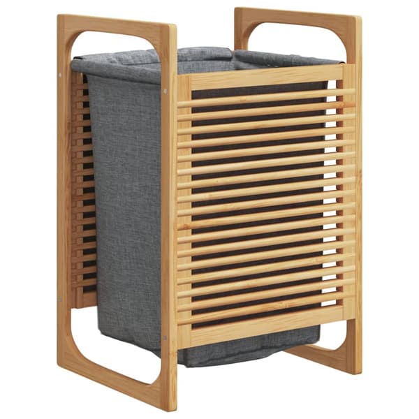 vidaXL Tvättkorg med grå påse 32x30x36,5cm bambu