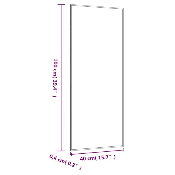 vidaXL Väggspegel, 40x100 cm, Glas, Rektangulär