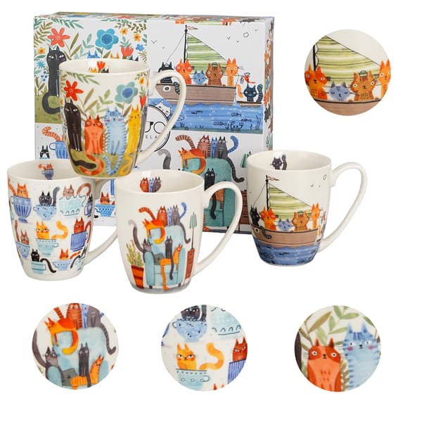 Set med 4 Cat World-muggar 4x 360 ml
