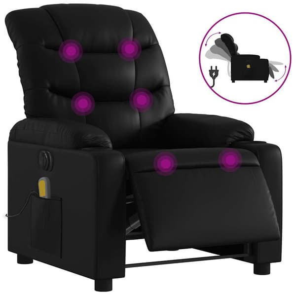 vidaXL elektrisk lænestol med massagefunktion, sort, kunstlæder