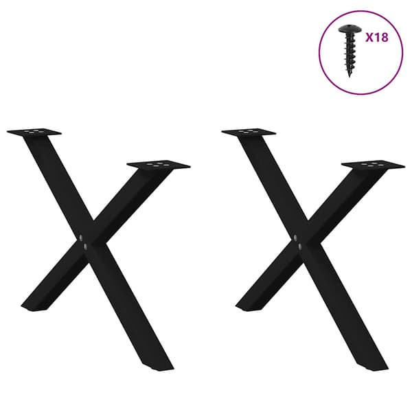 vidaXL X-formede sofabordsben 2 stk. sort stål