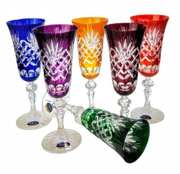 Färgglada kristall champagneglas 150ml Ananas
