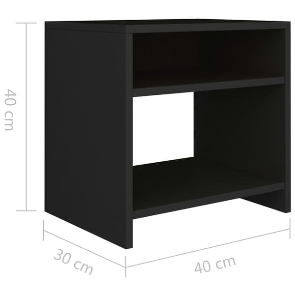 vidaXL sengeborde, sæt med 2, sort, 40 x 30 x 40 cm, spånplade