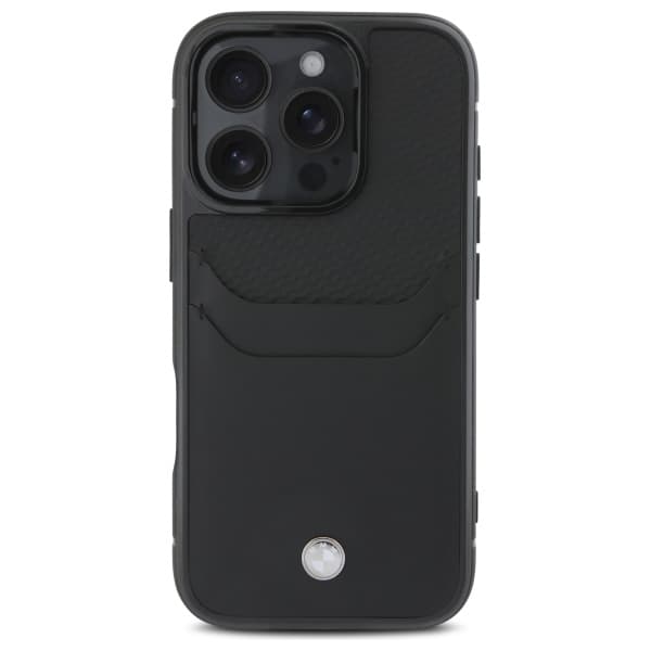 BMW Sign Læderkortcover til iPhone 16 Pro Max, Sort