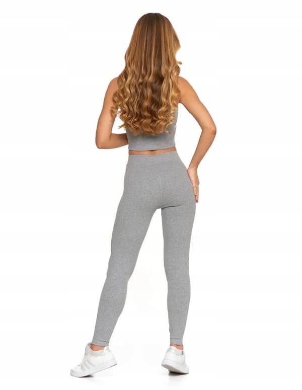 Dameleggings i bomuld med bred elastisk linning, elastisk pasform, MORAJ S GRÅ